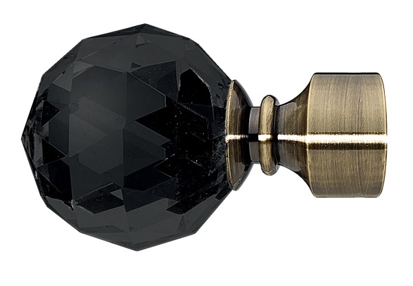 Koncovka k tyči o průměru 19mm – koule krystal černá